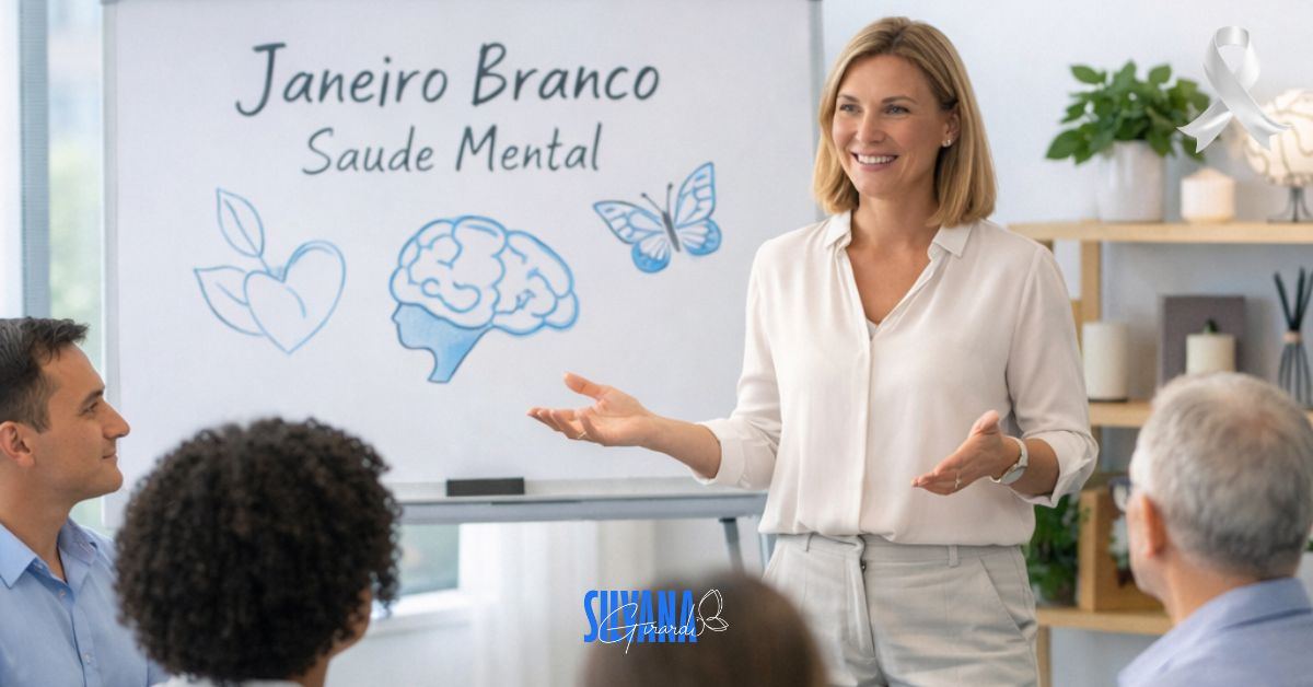 Janeiro Branco saúde mental em palestra sobre saúde mental no trabalho em ambiente corporativo
