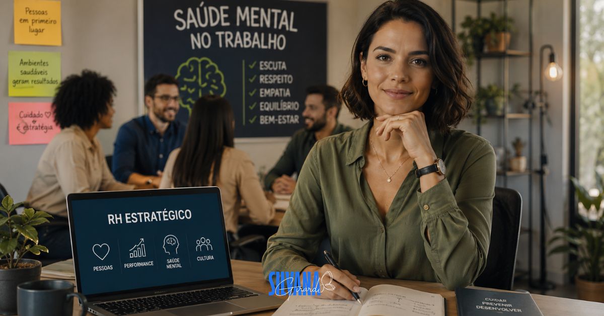 RH estratégico conduz ações de saúde mental corporativa com foco em prevenção, liderança, clima organizacional e bem-estar emocional dos colaboradores.