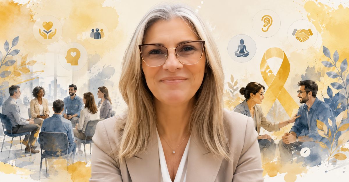 Dra. Silvana Girardi em imagem corporativa sobre Setembro Amarelo nas empresas, saúde mental no trabalho, acolhimento e prevenção de riscos psicossociais.
