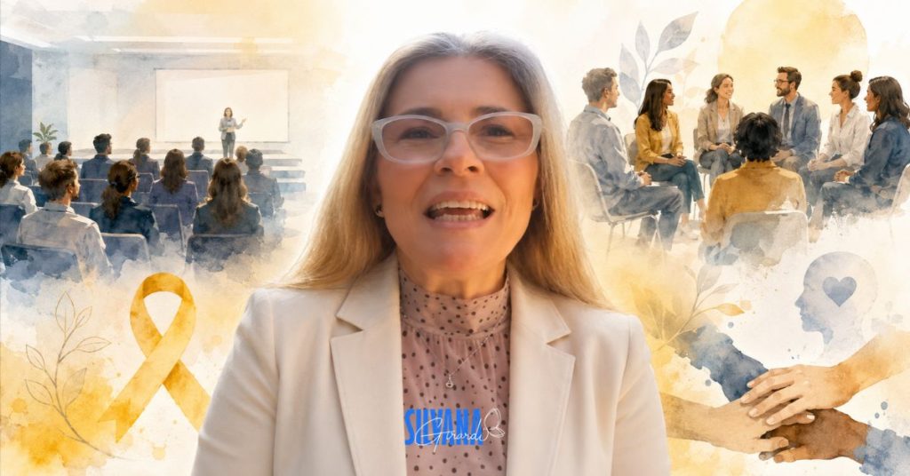 Dra. Silvana Girardi em imagem corporativa sobre palestra Setembro Amarelo para empresas, saúde mental no trabalho e segurança psicológica.