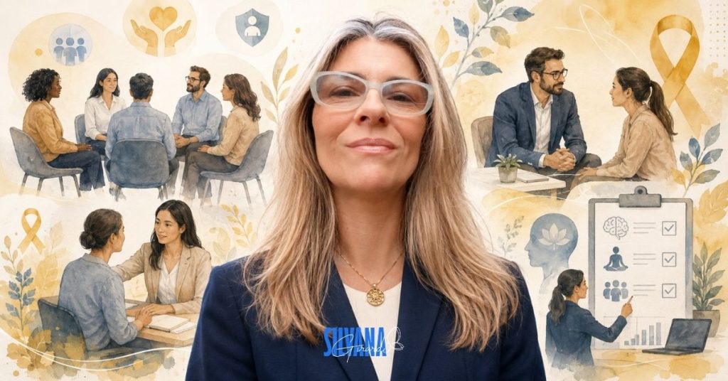 Dra. Silvana Girardi em imagem corporativa sobre Setembro Amarelo nas empresas, programa de saúde mental no trabalho, NR-1 e riscos psicossociais.