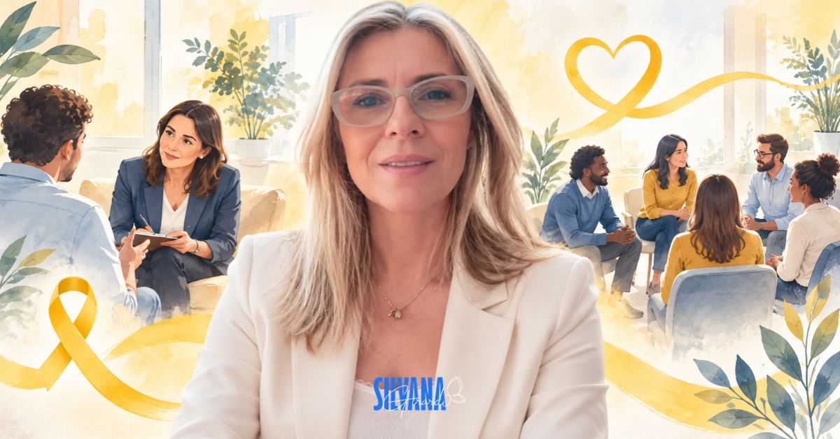Dra. Silvana Girardi em imagem corporativa sobre sinais de alerta de saúde mental no trabalho, Setembro Amarelo nas empresas e liderança humanizada.