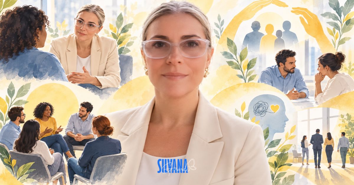 Dra. Silvana Girardi em imagem sobre cultura do acolhimento nas empresas, segurança psicológica e saúde mental no trabalho.