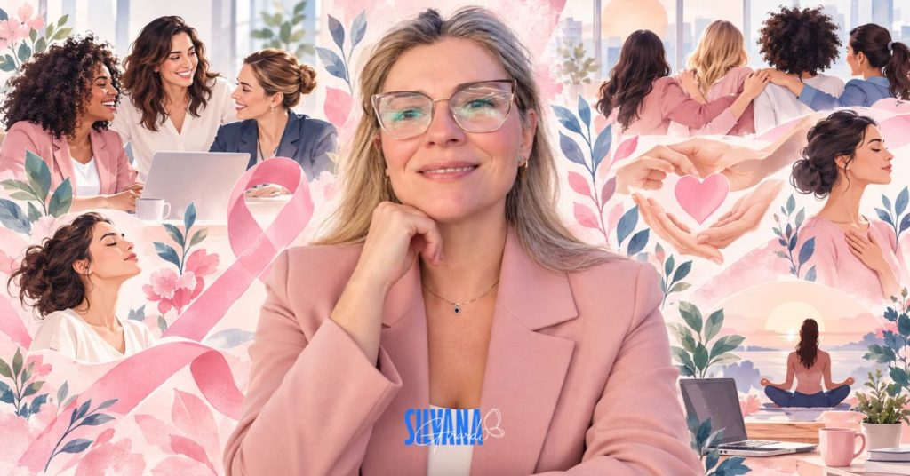 Dra. Silvana Girardi em ação corporativa de Outubro Rosa nas empresas sobre prevenção, autocuidado, saúde mental e saúde da mulher no trabalho.